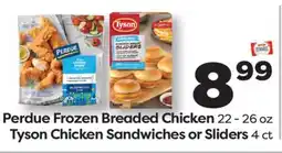 Weis Markets Perdue Frozen Breaded Chicken 22-26 oz Tyson Chicken Sandwiches or Sliders 4 ct offer
