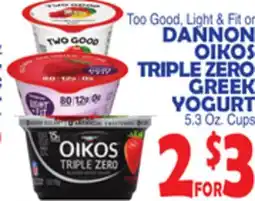 Bravo Supermarkets DANNON OIKOS TRIPLE ZERO GREEK YOGURT offer