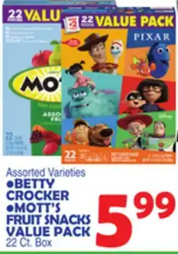 Bravo Supermarkets BETTY CROCKER, MOTT'S FRUIT SNACKS VALUE PACK offer