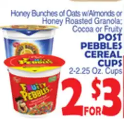 Bravo Supermarkets POST PEBBLES CEREAL CUPS offer