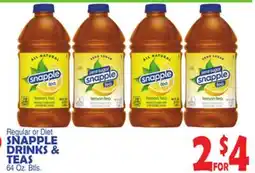 Bravo Supermarkets SNAPPLE DRINKS & TEAS 64 oz.Btls offer