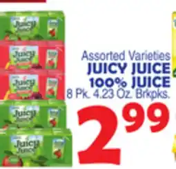 Bravo Supermarkets JUICY JUICE 100% JUICE 8 Pk. 4.23 Oz. Brkpks offer