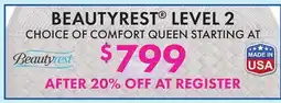 Boscov's BEAUTYREST LEVEL 2 CHOICE OF COMFORT QUEEN offer