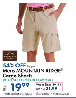 Boscov's Mens MOUNTAIN RIDGE Cargo Shorts WITH STRETCH FOR COMFORT offer