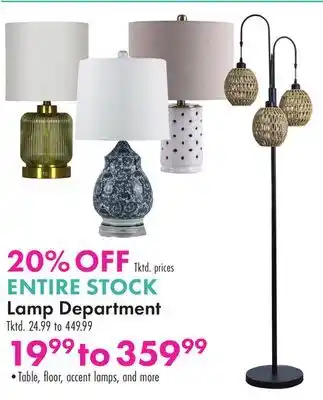 Boscov's ENTIRE STOCK Lamp Department offer