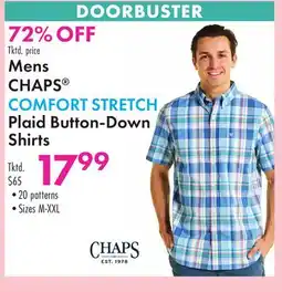 Boscov's Mens CHAPS COMFORT STRETCH Plaid Button-Down Shirts offer