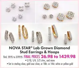 Boscov's NOVA STAR Lab Grown Diamond Stud Earrings & Hoops offer