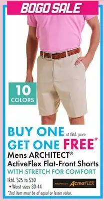 Boscov's Mens ARCHITECT ActiveFlex Flat-Front Shorts WITH STRETCH FOR COMFORT offer