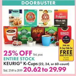 Boscov's ENTIRE STOCK KEURIG K-Cups (22, 24, or 60-count) offer