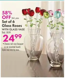Boscov's Set of 6 Glass Roses offer
