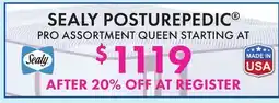Boscov's SEALY POSTUREPEDIC PRO ASSORTMENT QUEEN offer