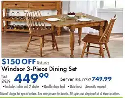 Boscov's Windsor 3-Piece Dining Set offer
