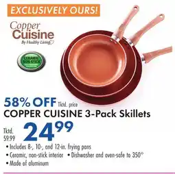 Boscov's COPPER CUISINE 3-Pack Skillets offer