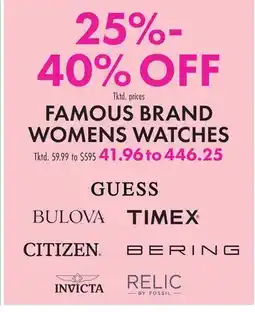 Boscov's FAMOUS BRAND WOMENS WATCHES offer