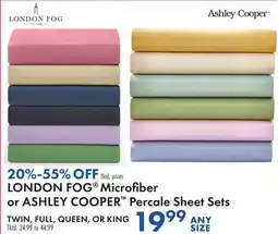 Boscov's LONDON FOG Microfiber or ASHLEY COOPER Percale Sheet Sets offer