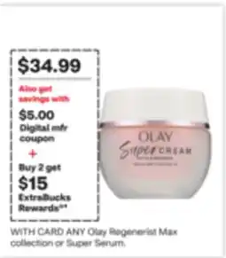 CVS ANY Olay Regenerist Max collection or Super Serum offer