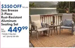 Boscov's Sea Breeze 3-Piece Rust-Resistant Aluminum Seating Set offer