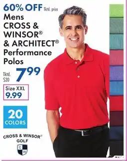 Boscov's Mens CROSS & WINSOR & ARCHITECT Performance Polos offer