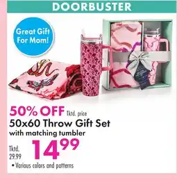 Boscov's 50x60 Throw Gift Set with matching tumbler offer