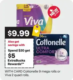 CVS Cottonelle 9 mega rolls or Viva 2 quad rolls offer