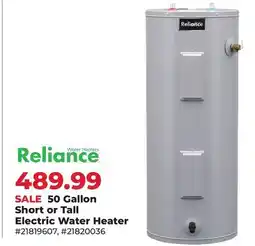 Runnings 50 Gallon Short or Tall Electric Water Heater offer