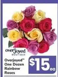 Overjoyed One Dozen Rainbow Roses