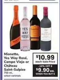 Safeway Mionetto, Yes Way Rosé, Campo Viejo or Château Saint-Sulpice offer