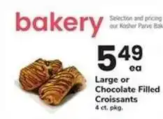 Safeway Large or Chocolate Filled Croissants offer