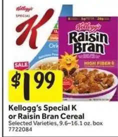 Stop&Shop Kellogg's Special K or Raisin Bran Cereal offer