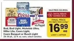 Safeway Bud, Bud Light, Michelob Ultra, Miller Lite, Coors Light, Coors Banquet or Busch Light offer