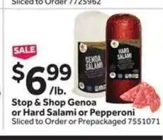 Stop&Shop Stop & Shop Genoa or Hard Salami or Pepperoni offer