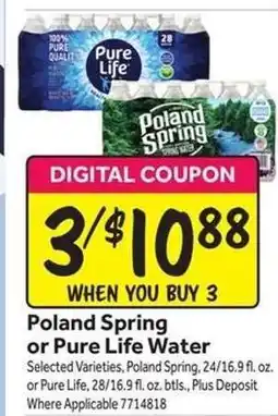 Stop&Shop Poland Spring or Pure Life Water offer