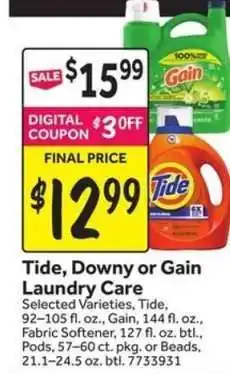 Stop&Shop Tide, Downy or Gain Laundry Care offer
