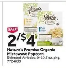 Stop&Shop Nature’s Promise Organic Microwave Popcorn offer