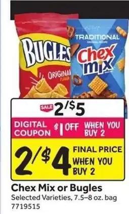 Stop&Shop Chex Mix or Bugles offer