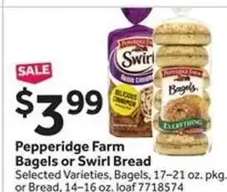 Stop&Shop Pepperidge Farm Bagels or Swirl Bread offer