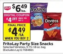 Stop&Shop FritoLay Party Size Snacks offer