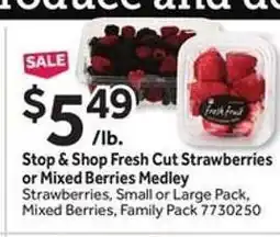 Stop&Shop Stop & Shop Fresh Cut Strawberries or Mixed Berries Medley offer
