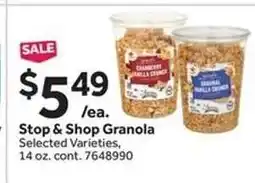 Stop&Shop Stop & Shop Granola offer
