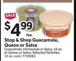 Stop&Shop Stop & Shop Guacamole, Queso or Salsa offer