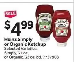 Stop&Shop Heinz Simply or Organic Ketchup offer