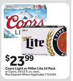 Stop&Shop Coors Light or Miller Lite 24 Pack offer