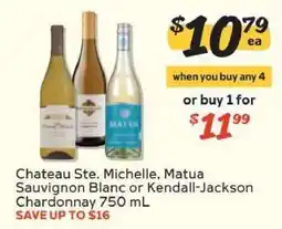 Winn Dixie Chateau Ste. Michelle, Matua Sauvignon Blanc or Kendall-Jackson Chardonnay offer