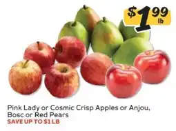 Winn Dixie Pink Lady or Cosmic Crisp Apples or Anjou, Bosc or Red Pears offer