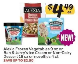 Winn Dixie Alexia Frozen Vegetables or Ben & Jerry's Ice Cream offer