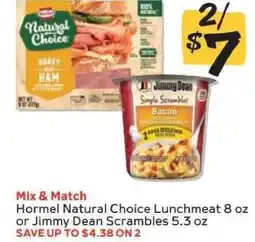Winn Dixie Hormel Natural Choice Lunchmeat or Jimmy Dean Scrambles offer