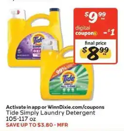 Winn Dixie Tide Simply Laundry Detergent offer
