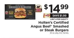 ShopRite Holten’s Certified Angus Beef Smashed or Steak Burgers offer