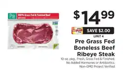 ShopRite Pre Grass Fed Boneless Beef Ribeye Steak offer