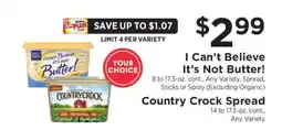 ShopRite I Can’t Believe It’s Not Butter! / Country Crock Spread offer